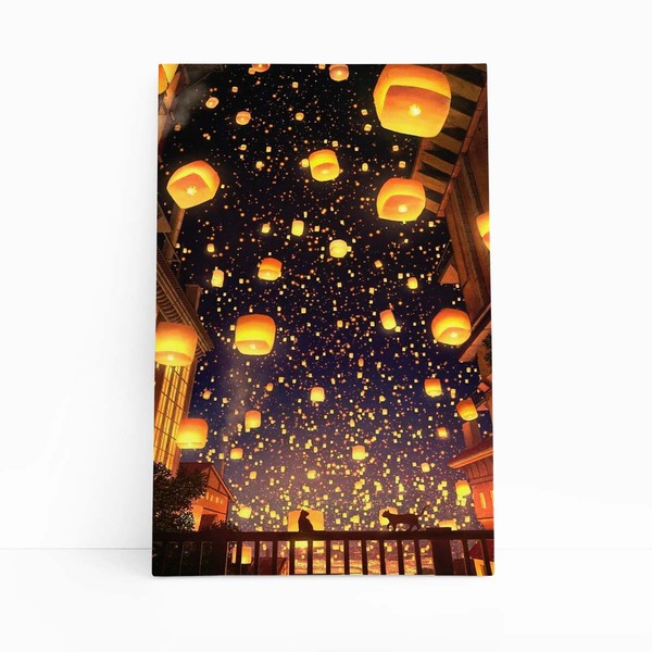 Noite Balões Gatos Arte Decorativo Quadro Canvas 60x40cm
