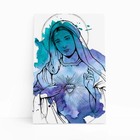 Nossa Senhora Aquarela Azul Religião Quadro Canvas 100x70cm
