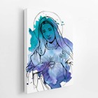 Nossa Senhora Aquarela Azul Religião Quadro Canvas 60x40cm