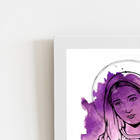 Nossa Senhora Aquarela Roxo Quadro Moldura Branca 60x40cm