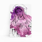 Nossa Senhora Aquarela Roxo Religião Quadro Canvas 100x70cm