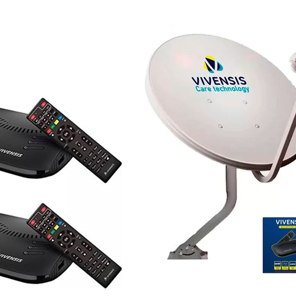 Nova Antena Parabólica 60cm +2 Recepitores Digital  Vivensis