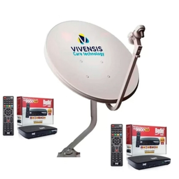 Nova Antena Parabólica 60cm +2 Recepitores Digital Bedinsat B