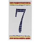 Numeral Cerâmica Branco Número 7 Azul 11x6cm N1007 Lineart