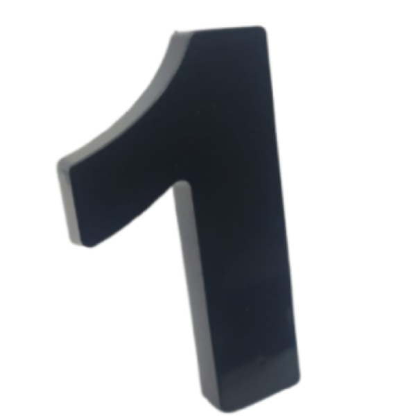 Número "1" 15cm Preto em caixa alta 3D Plástico Abs