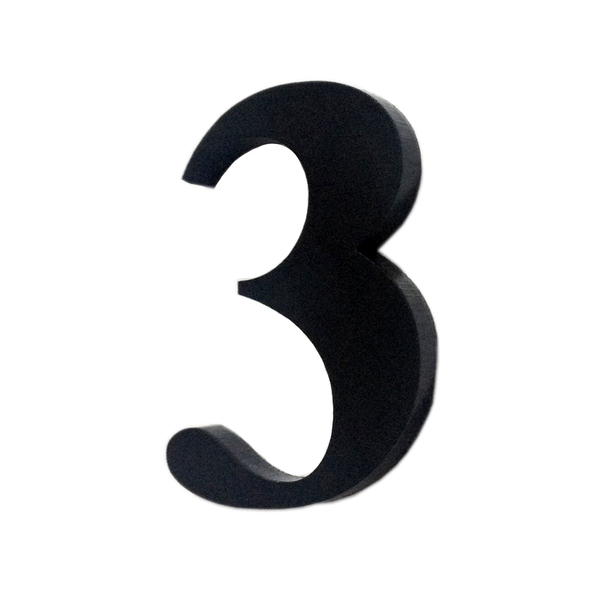 Número "3"  4cm Acrílico Preto Kami Acrílicos