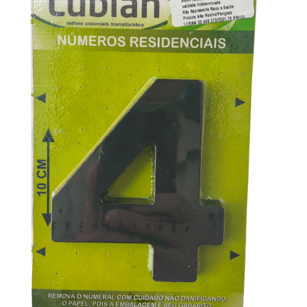 Número "4" 10cm Preto Em Caixa Alta 3D Plástico Abs