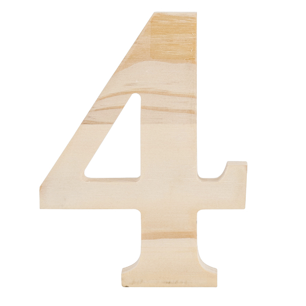 Numero "4" de Madeira Pinus 15x15x1,7cm Settis