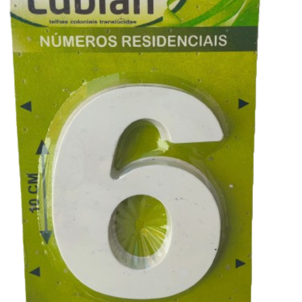 Número "6" 10cm Branco Em Caixa Alta 3d Plástico Abs