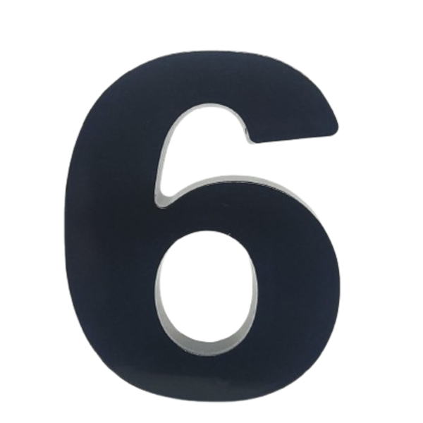 Número "6" 15cm Preto Em Caixa Alta 3d Plástico Abs