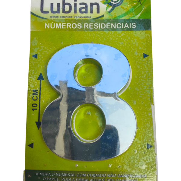 Número "8" 10cm Cromado Em Caixa Alta 3D Plástico Abs