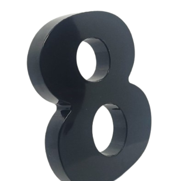 Número "8" 15cm Preto Em Caixa Alta 3d Plástico Abs