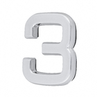 Número Apartamento "3" 4cm Adesivo Plástico Prata