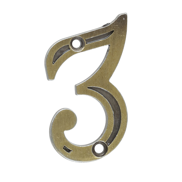Número Apartamento "3" 4cm Parafusar Zamac Dourado
