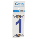 Número Casa "1" 15cm Assentado Cerâmica Azul e Branco