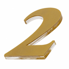 Número Casa "2" 14,5cm Adesivo Acrílico Ouro