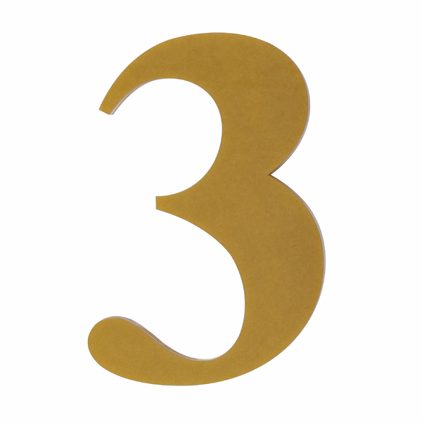 Número Casa "3" 14,5cm Adesivo Acrílico Ouro