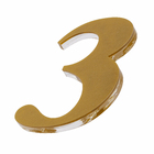Número Casa "3" 14,5cm Adesivo Acrílico Ouro