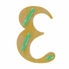 Número Casa "3" 14,5cm Adesivo Acrílico Ouro