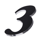 Número Casa "3" 14,5cm Adesivo Acrílico Preto