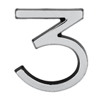 Número Casa "3" 8cm Parafusar Poliestireno Preto Cromado
