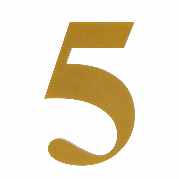 Número Casa "5" 14,5cm Adesivo Acrílico Ouro