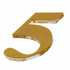 Número Casa "5" 14,5cm Adesivo Acrílico Ouro