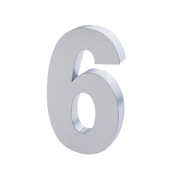 Número Casa "6" 15cm Parafusar Inox Prata