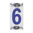 Número Casa "6/9" 15cm Assentado Cerâmica Azul e Branco