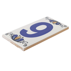 Número Casa "6/9" 15cm Assentado Cerâmica Azul e Branco