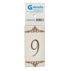 Número Casa "6/9" 15cm Assentado Cerâmica Bege