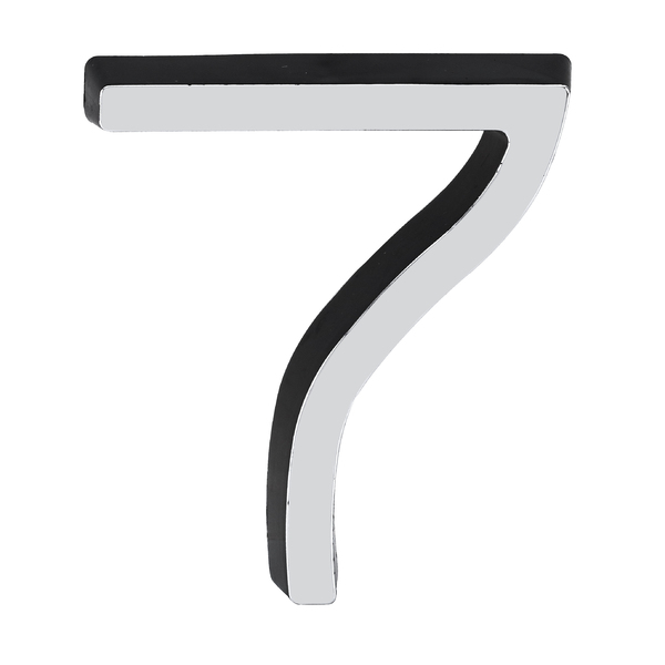 Número Casa "7" 8cm Parafusar Poliestireno Preto Cromado