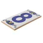Número Casa "8" 15cm Assentado Cerâmica Azul e Branco