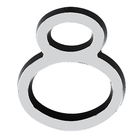 Número Casa "8" 8cm Parafusar Poliestireno Preto Cromado