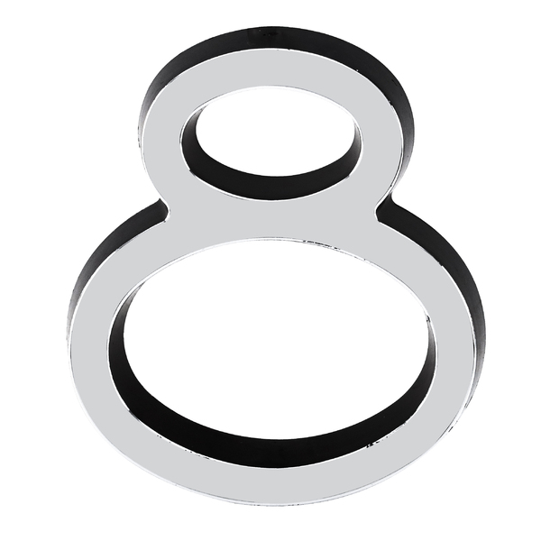 Número Casa "8" 8cm Parafusar Poliestireno Preto Cromado