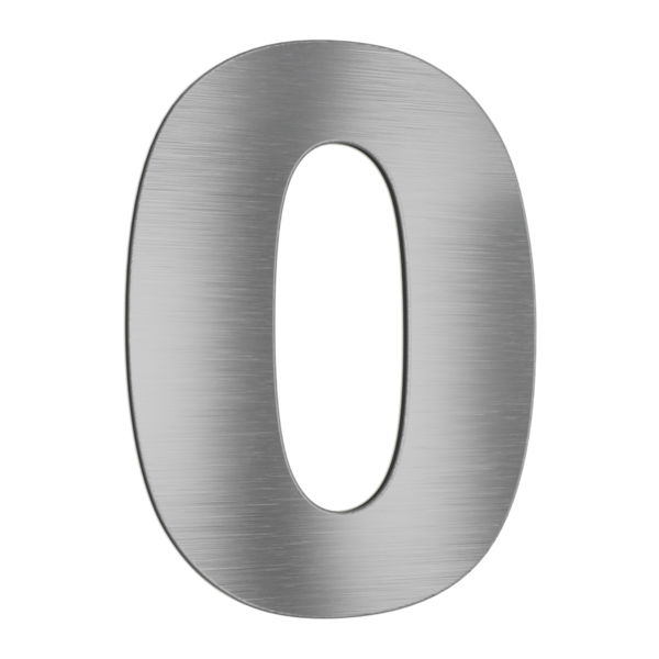 Número para Casa "0" de Alumínio com Dupla Face 12,5x9cm Prata Escovado