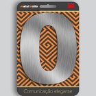 Número para Casa "0" de Alumínio com Dupla Face 12,5x9cm Prata Escovado