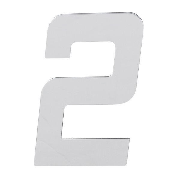 Número para Casa "2" de Alumínio com Dupla Face 13x8cm Prata Espelhado