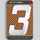 Número para Casa "3" de Alumínio com Dupla Face 13x8cm Branco