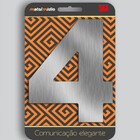 Número para Casa "4" de Alumínio com Dupla Face 12,5x9cm Prata Escovado