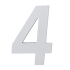Número para Casa "4" de Alumínio com Dupla Face 13x8cm Prata Espelhado