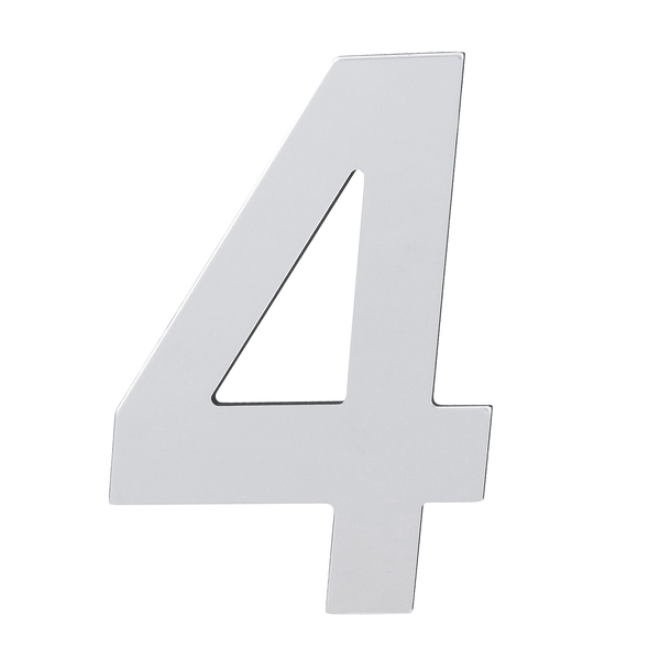 Número para Casa "4" de Alumínio com Dupla Face 13x8cm Prata Espelhado