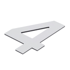 Número para Casa "4" de Alumínio com Dupla Face 13x8cm Prata Espelhado