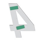 Número para Casa "4" de Alumínio com Dupla Face 13x8cm Prata Espelhado