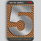 Número para Casa "5" de Alumínio com Dupla Face 12,5x9cm Prata Escovado