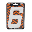 Número para Casa "6" de Alumínio com Dupla Face 13x8cm Prata Espelhado