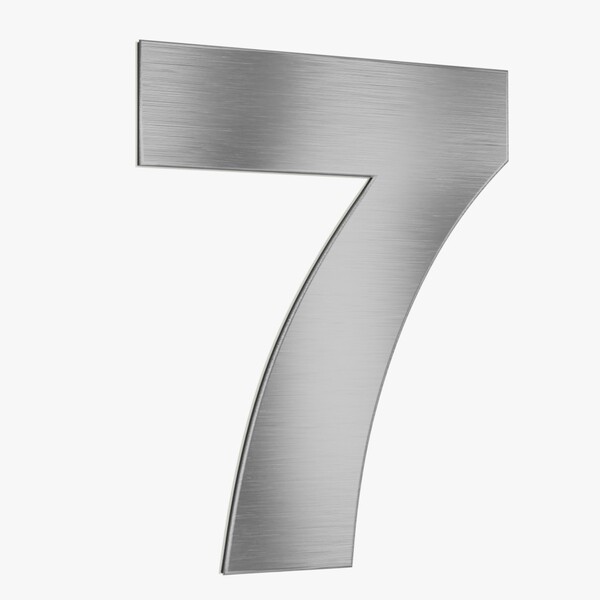 Número para Casa "7" de Alumínio com Dupla Face 12,5x9cm Prata Escovado