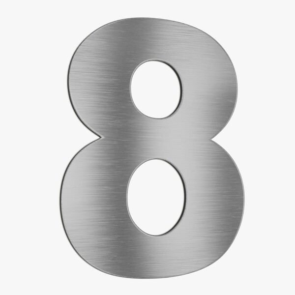 Número para Casa "8" de Alumínio com Dupla Face 12,5x9cm Prata Escovado