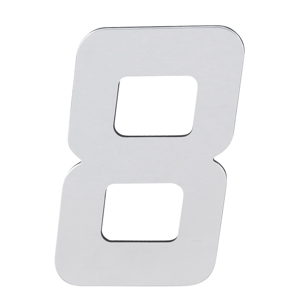 Número para Casa "8" de Alumínio com Dupla Face 13x8cm Prata Espelhado