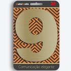 Número para Casa "9" de Alumínio com Dupla Face 12,5x9cm Ouro Escovado